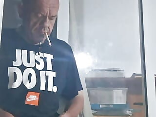 Smoke my cigarette away from..